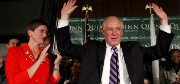 Illinois Gov. Pat Quinn addresses the crowd after losing to Republican Bill Brady in the midterm election Wednesday, Nov. 3, 2010 in Chicago. Quinn was seeking his first full term as governor after the impeachment of former Gov. Rod Blagojevich. (AP Photo/Charles Rex Arbogast)